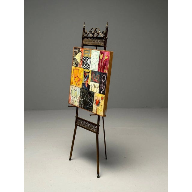 French Neoclassical, Antique Standing Easel, Bronze, France, 1940s A highly patinated standing easel in the French...