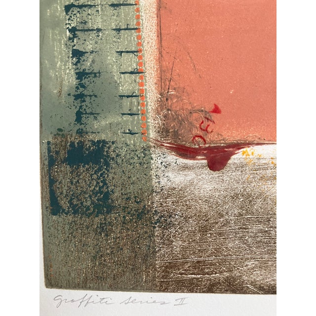 Printmaking Materials Graffiti Series II Contemporary Lithograph, Santa Cruz Artist Lin Marelick. Framed. For Sale - Image 7 of 8