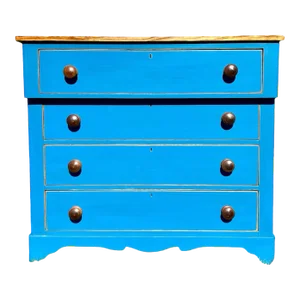 Antique Blue Painted Pine Chest of Drawers