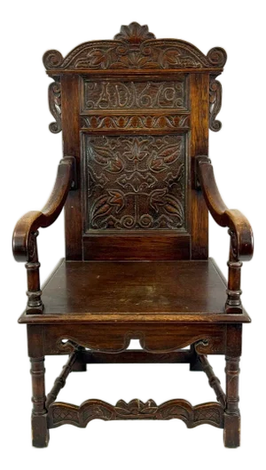 Rare Dated 1670 Museum-Quality 17th C. Charles II English Oak Yorkshire Wainscot Armchair