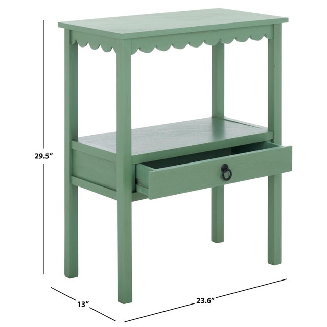 Contemporary Heaven Scalloped Low Drawer Accent Table in Sage Green For Sale - Image 3 of 10
