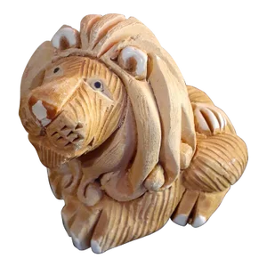 1980s Artesania Rinconada Hand Carved Lion Figurine
