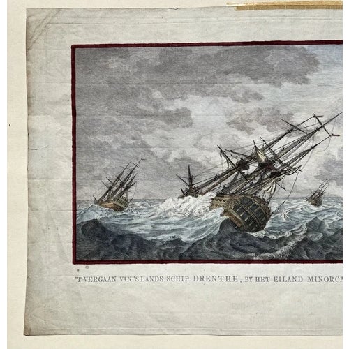 Blue Set of Two 18th Century Dutch Navy Netherlands Hand Colored Maritime Etchings Reproduction For Sale - Image 8 of 10