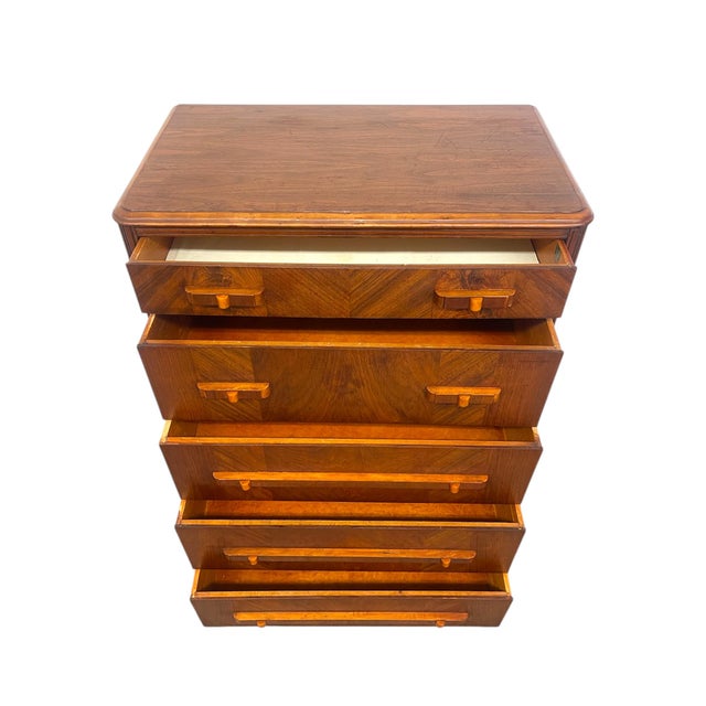 Brown Art Deco Tall Chest of Drawers by John Stuart, 1930s For Sale - Image 8 of 10