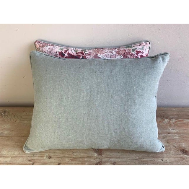 Textile Pair of Custom Chinoiserie Printed Pillows For Sale - Image 7 of 8