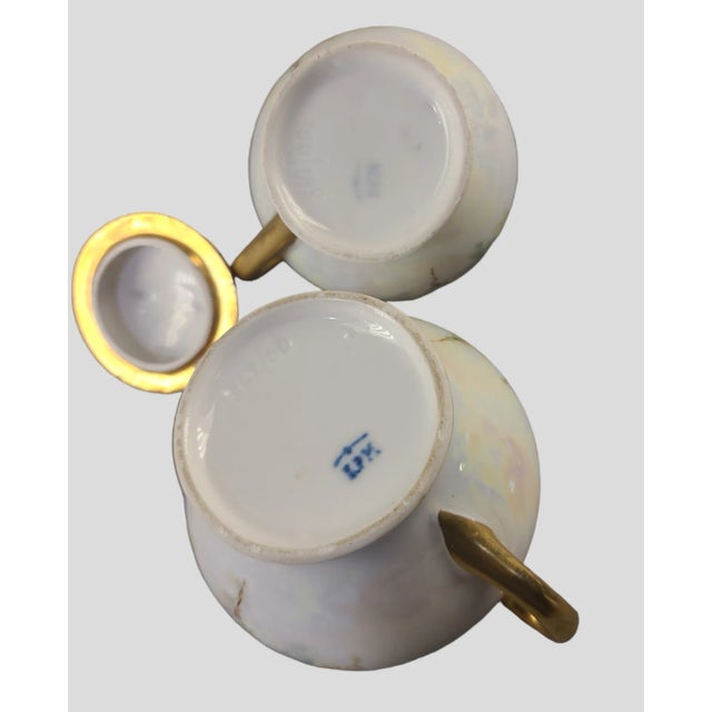 KPM Porcelain Vintage Kpm Hand Painted Floral Gilded Cream & Sugar Set- 2 Pieces For Sale - Image 4 of 9