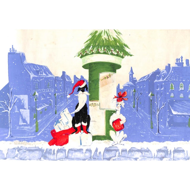 Sz: 14 3/8"H x 23"W Alexander Warren Montel (1921-2002) Fashion illustrator for House of Lanvin Paris in the 1950s...