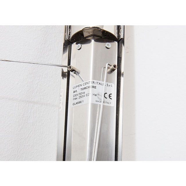 Silver Torchere Wall Lights by Gilles Derain for Lumen Center, 1990s, Set of 2 For Sale - Image 8 of 9