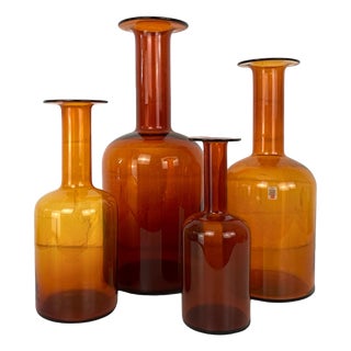 Amber Floor Vase Vases by Otto Brauer for Holmegaard, Denmark, 1960s, Set of 4 For Sale