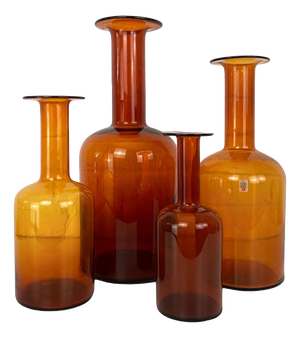 Amber Floor Vase Vases by Otto Brauer for Holmegaard, Denmark, 1960s, Set of 4