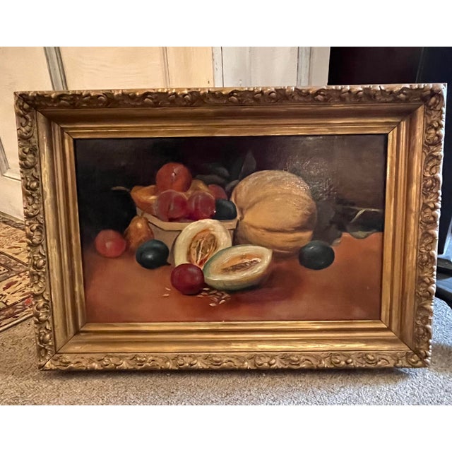 Black 19th Century Fruit Still Life Oil Painting, Framed For Sale - Image 8 of 8