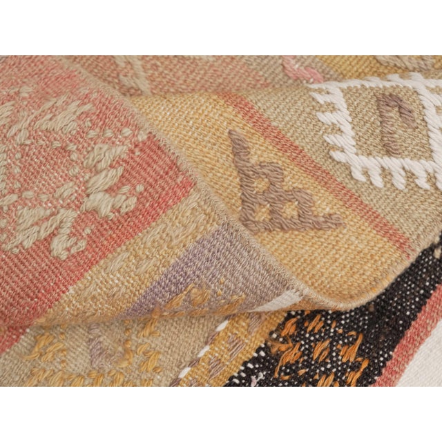 1970s Vintage Handmade Wool Cotton Beige Runner Rug For Sale In San Francisco - Image 6 of 11