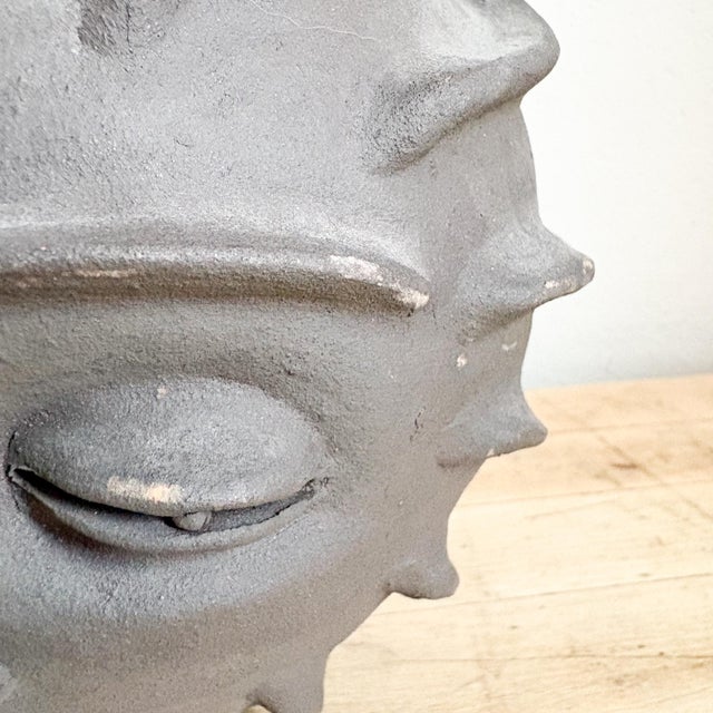 Ceramic 1970s Folk Art Rosa Brítez Figural Sun Face Terra Cotta Vase For Sale - Image 7 of 11