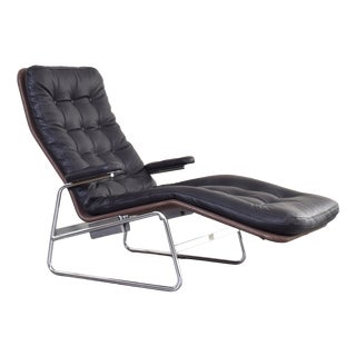 Bauhaus Model Fenix Chaise Lounge in Leather and Chrome by Sam Larsson for Dux, 1960s For Sale