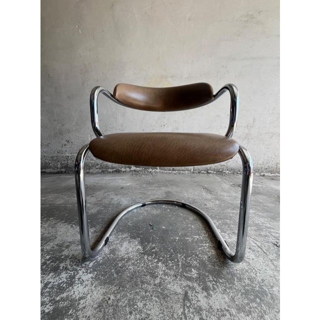 Vintage Italian Chrome and Skai Armchair, 1970s For Sale - Image 15 of 18