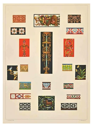 A. Alessio, Decorative Motifs: Roman, Chromolithograph, Early 20th Century