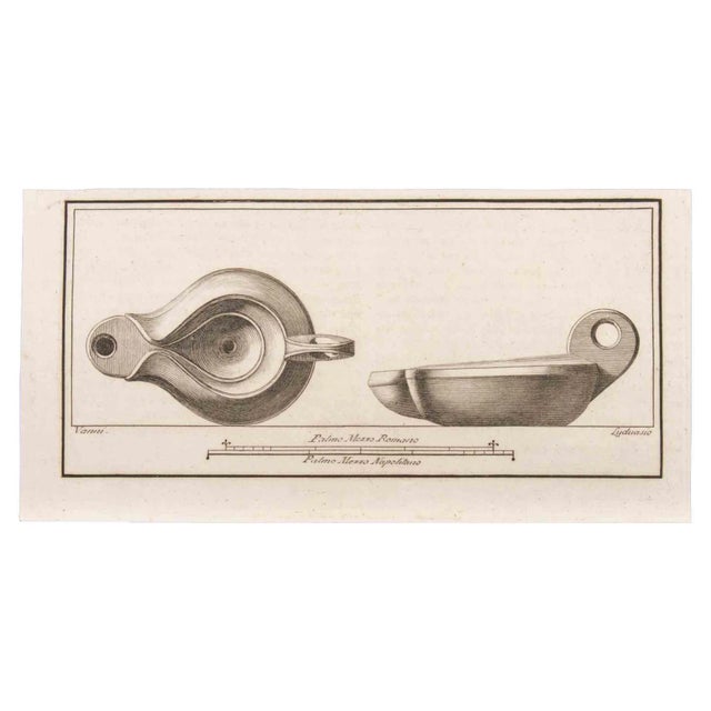 Aniello Cataneo, Oil Lamp, Etching, 18th Century For Sale