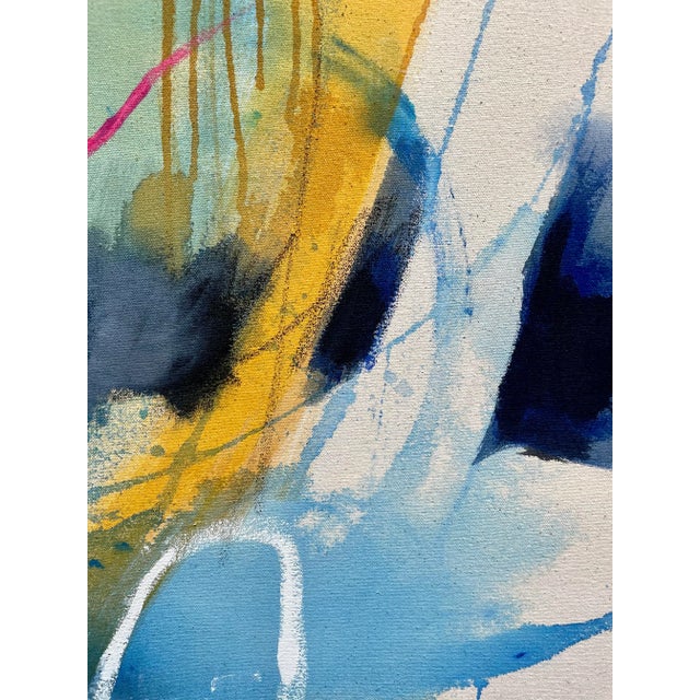 "The Joy of Chance" Original Modern Abstract Painting in Blue and Green by Michele Zuzalek For Sale - Image 4 of 5