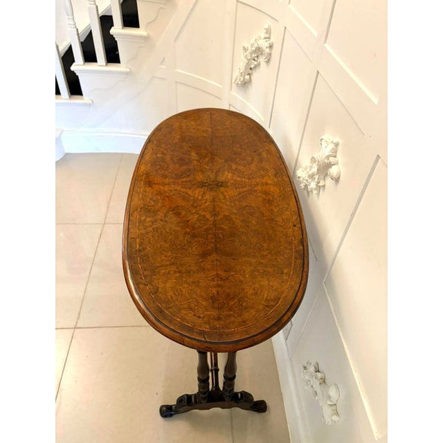 Victorian Burr Walnut Oval Centre or Lamp Table, 1860s For Sale - Image 3 of 8