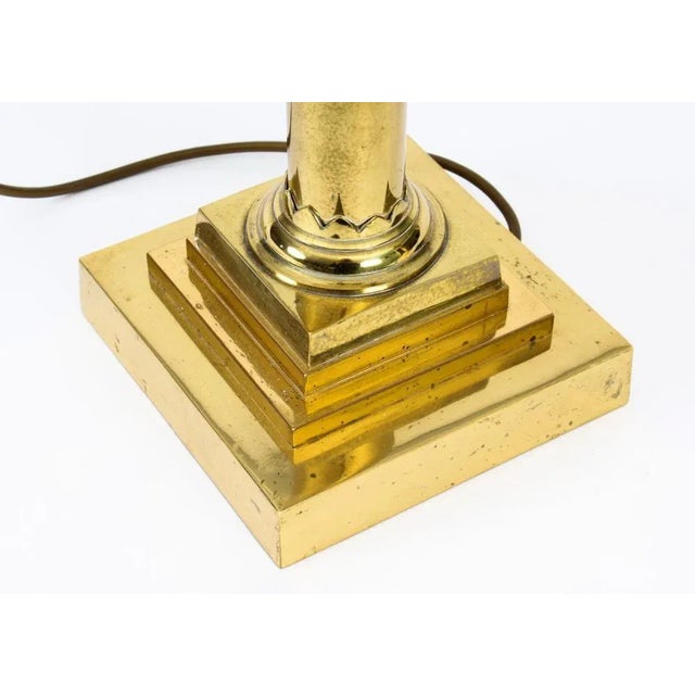 19th Century Antique Victorian Brass Corinthian Column Table Lamps, Set of 2 For Sale - Image 9 of 11