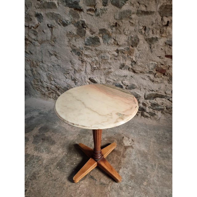 Vintage French Marble Bistro Table in Walnut, 1930s For Sale - Image 13 of 18