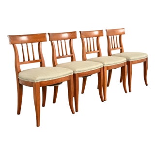 Kindel Furniture Regency Solid Cherry Wood Klismos Dining Chairs, Set of Four For Sale