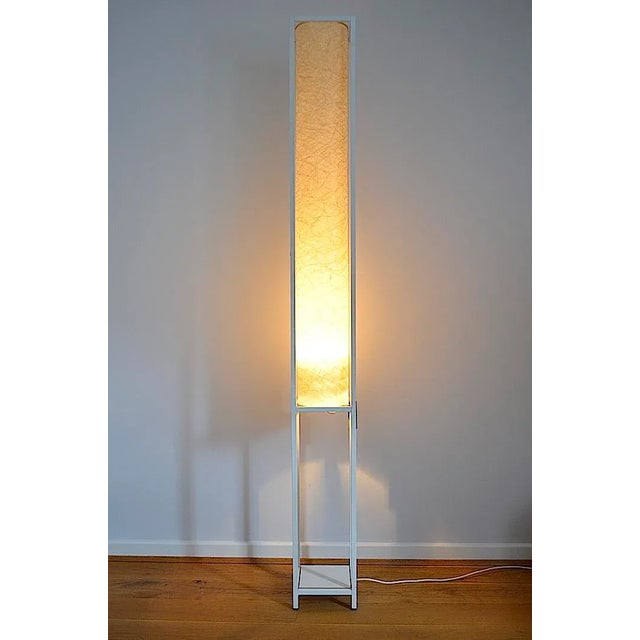 Brutalist fiber optic lamp / light column from the 1960s - 1970s. The lamp consists of white painted square steel with a...