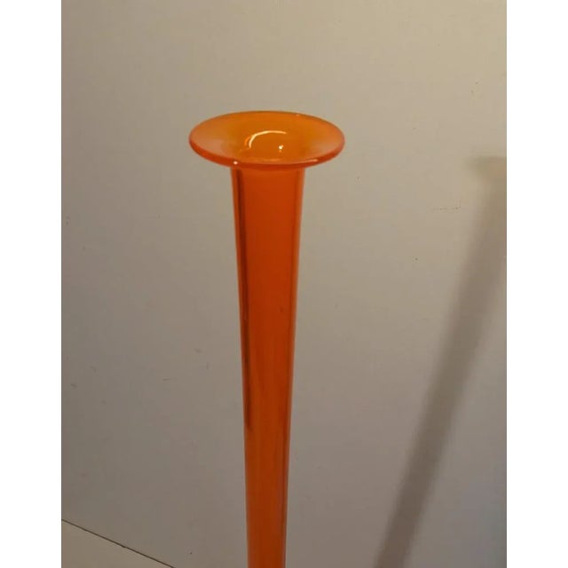 Huge Orange Art Glass Luciano Vistosi MuranoCandlestick For Sale - Image 7 of 10
