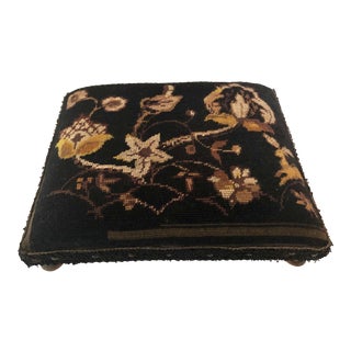 Early 20th Century English Needlepoint Footstool For Sale