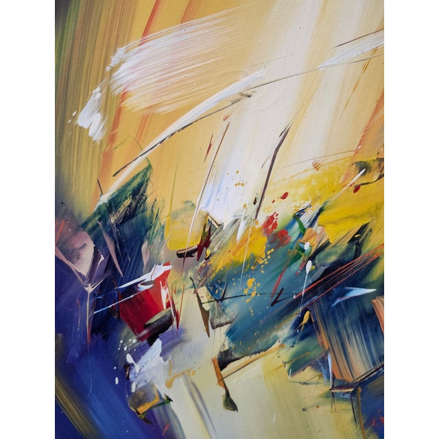 This abstract painting was originally purchased front the artist Francisco Silva, from Columbia, in 2006 in Puerto Rico,...