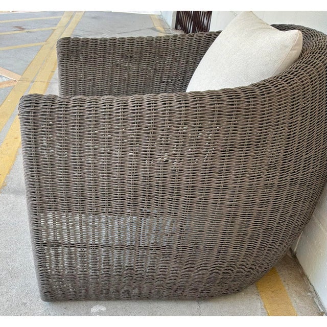 Organic Modern Mocha Tropic Outdoor Lounge Chairs Pair For Sale - Image 4 of 6