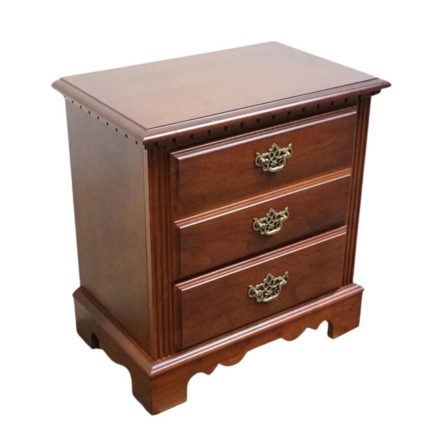 Broyhill Broyhill Furniture Cherry Early American Traditional Style 24" Two Drawer Nightstand 234-6597-92 For Sale - Image 4 of 13