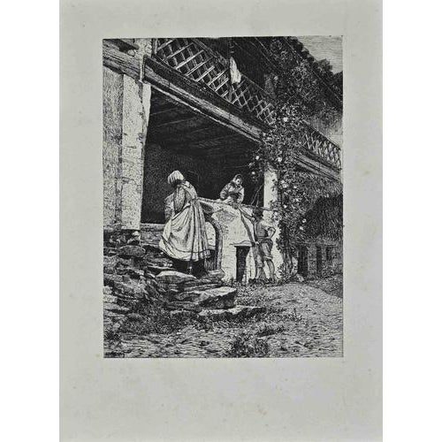 Emile Boilvin, Mountain House, 1865, Etching on Paper For Sale