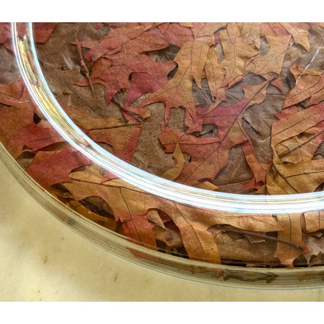 1970s 1970's Christian Dior Round Lucite Tray W" Leaves For Sale - Image 5 of 12