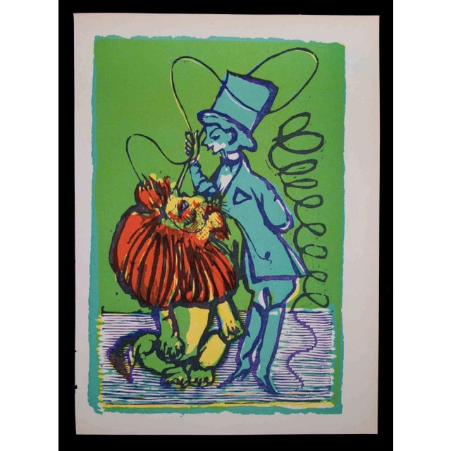 Tamer of Lions is an Original Linocut Print realized by Mino Maccari in 1951. Very good condition, not signed. Mino...