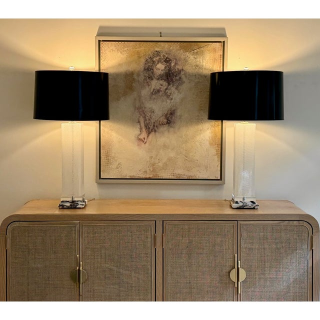 Dino Martens Square Pair of Vintage Murano Latticino Lamps by Dino Martens For Sale - Image 4 of 10