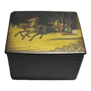 Russian Papier Mache Tea Caddy, 19th Century