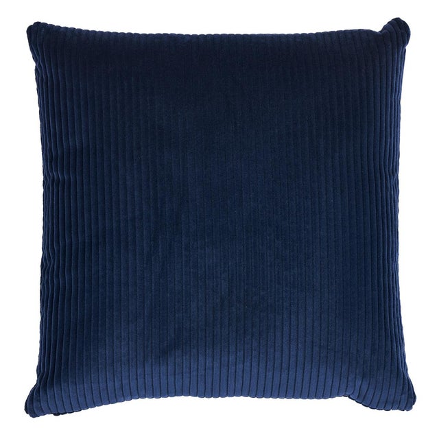 Transitional Schumacher Wyatt Corduroy 24" Pillow in Navy For Sale - Image 3 of 3