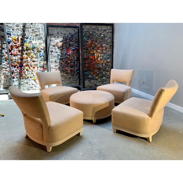 Baker Five Piece Lounge Set Of Four Chairs And Center Table