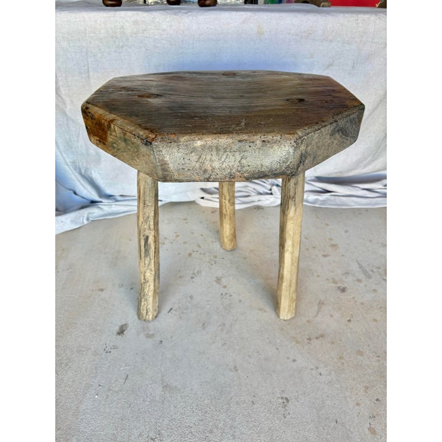 French Late 19th Century French Octagonal Butchers Block Side Table For Sale - Image 3 of 12
