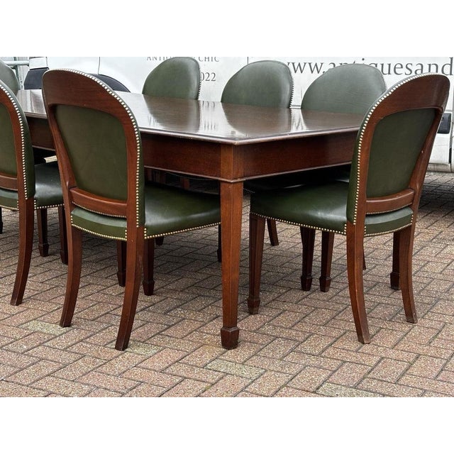 Animal Skin Dining Table and Dining Chairs in Green Leather, Set of 9 For Sale - Image 7 of 18