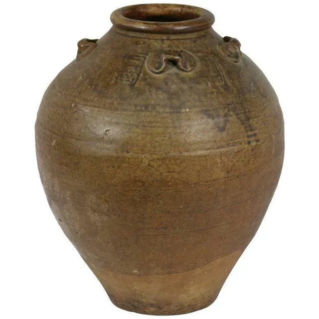 Brown Antique Archaistic Thai Earthenware Storage Vessel For Sale - Image 8 of 8