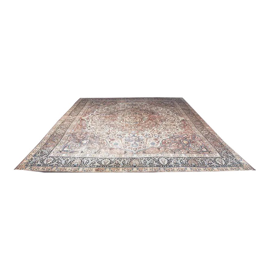 Early 20th Century Antique Distressed Persian Tabriz Rug - 8′9″ × 12 ...