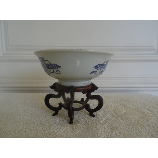 Chinese Antique Chinese Bowl on Carved Stand For Sale - Image 3 of 8