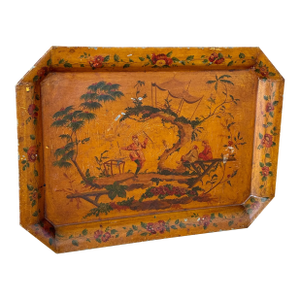 Early-20th Century Hand-Painted Chinoiserie Toleware Tray