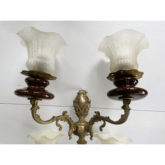 1980s Polam-Meos Warsaw Wall Lamps in Brass and Ceramics, Set of 2 For Sale - Image 5 of 16