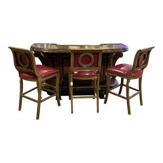 Marge Carson Rustic Country French Bar With 3 Stools For Sale
