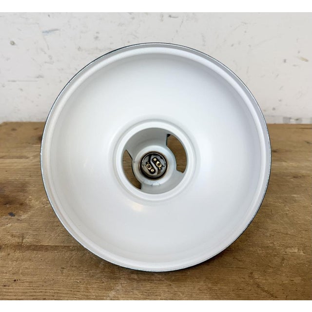 Vintage Industrial Green Painted Ceiling Lamp For Sale - Image 11 of 17