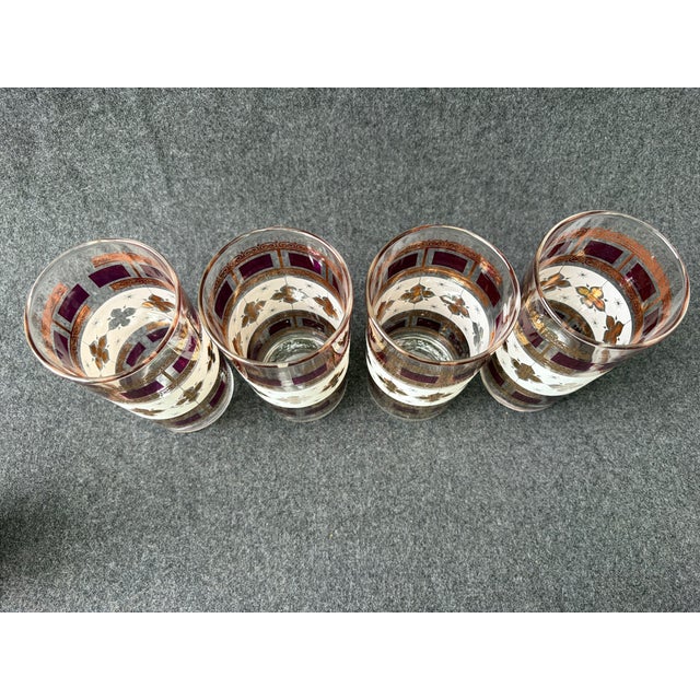 Glass Vintage Mid-Century Modern Culver LTD 22k Starburst Highball Glasses Set of 4 For Sale - Image 7 of 12