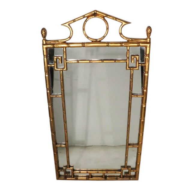 Campaign Hollywood Regency Style Faux Bamboo Mirror C. 1970's For Sale - Image 3 of 9